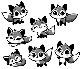 cute foxes collection clipart