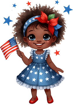 clipart girl celebrating 4th of July clipart
