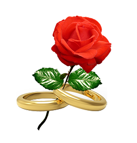 wedding ring clipart with red rose