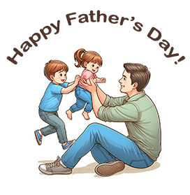 Dad playing with kids Fathers day clipart