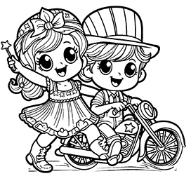 kids celebrating-4th of July coloring page