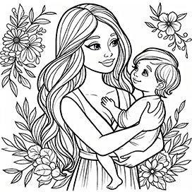 Mother and child coloring Mother's DAy