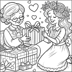 Grandmother and mother coloring page