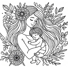 mother with child coloring page