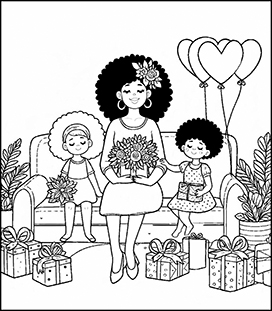 Mother's day coloring page mother daughers