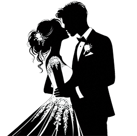 silhouette of bridal couple kissing