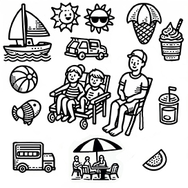 summer acitivities coloring page to print