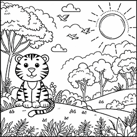 tiger coloring for kids