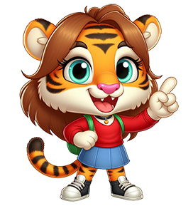 tiger school girl clipart
