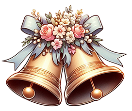 clipart wedding bells with flowers