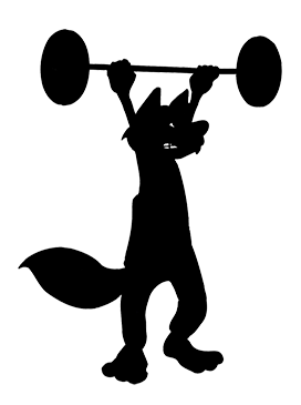 Weight lifting fox clipart cartoon