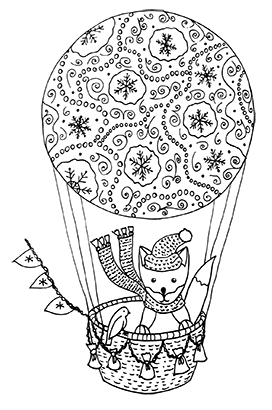 winter fox clipart for coloring