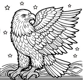 bald eagle 4th of July coloring AI