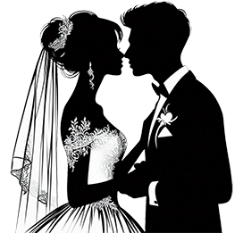 bridal couple silhouette