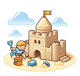 Child building a sandcastle clipart