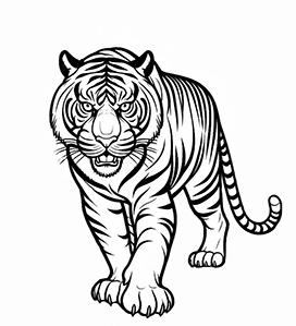 coloring page of an angry tiger