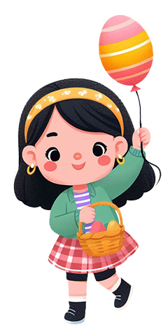 egg hunt clipart girl balloon basket