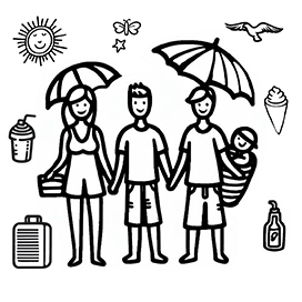 family at summer coloring page