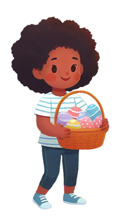 girl on Easter egg hunt clipart