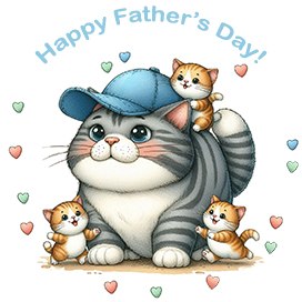 happy father's day clipart with cat and kittens AI