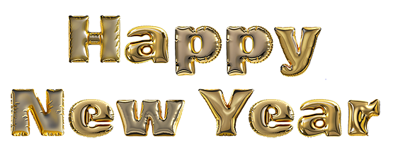 Happy New Year 2024 golden balloon text