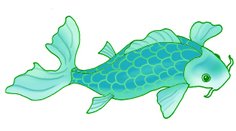 blue-green koi fish drawings