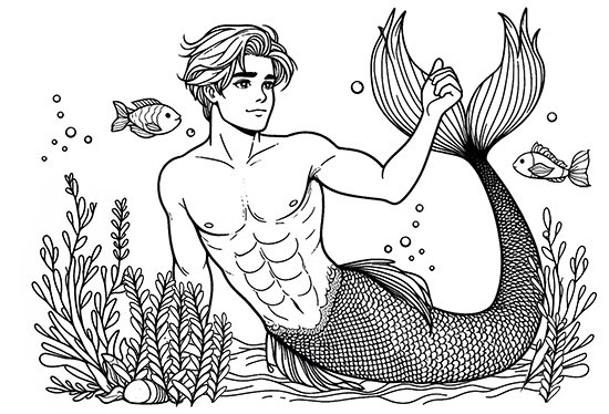 merman coloring page