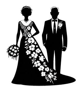 Middle aged bridal couple clipart