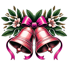 pink clipart wedding bells