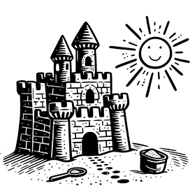 sandcastle at the beach clipart