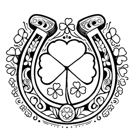 St. Patrick's day coloring page horse shoe shamrocks