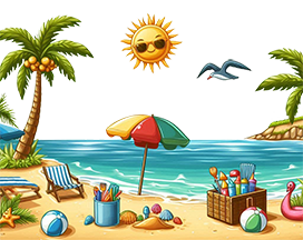 summer beach scenery clipart