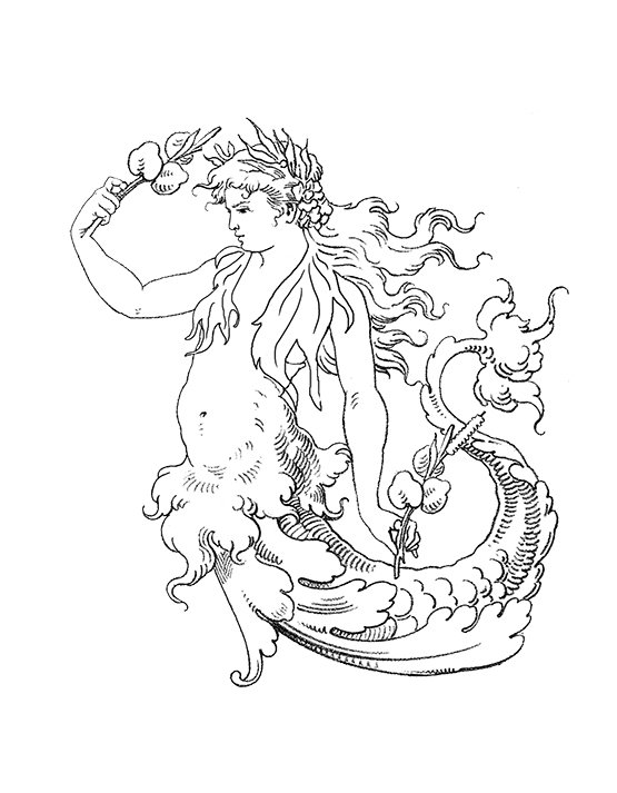 vintage mermaid coloring sheet