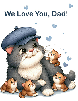 We love you dad, with cats, for Father's Day