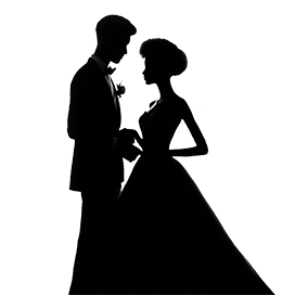 young bridal couple silhouette